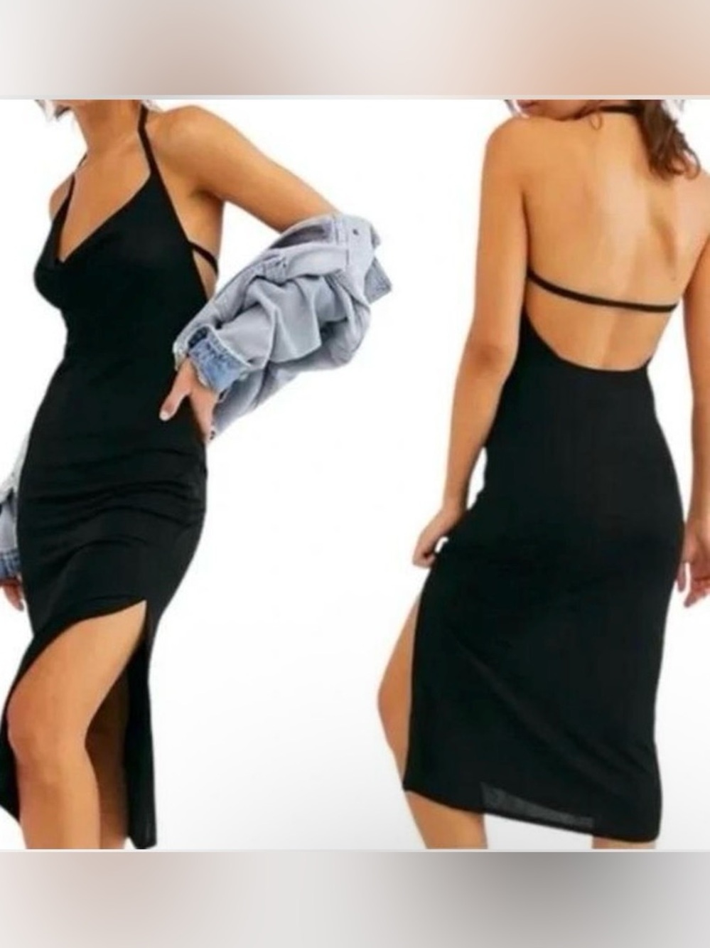 Free people Black backless Slip Dress - Classic Women’s Evening Dress-S
